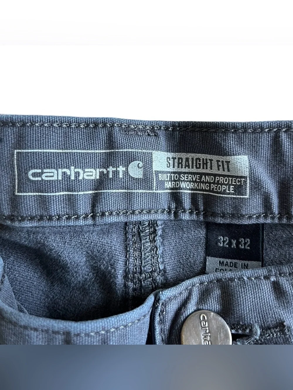 Carhartt Men’s Pants 32x32 (32x30) Gray Straight Fit Canvas Workwear Distressed - Picture 4 of 8